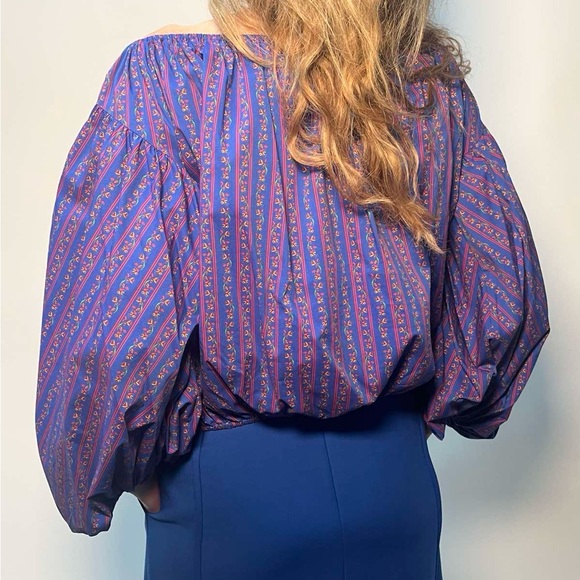 Caroline Constas Women's Blue and Pink Striped Top - Picture 5 of 10